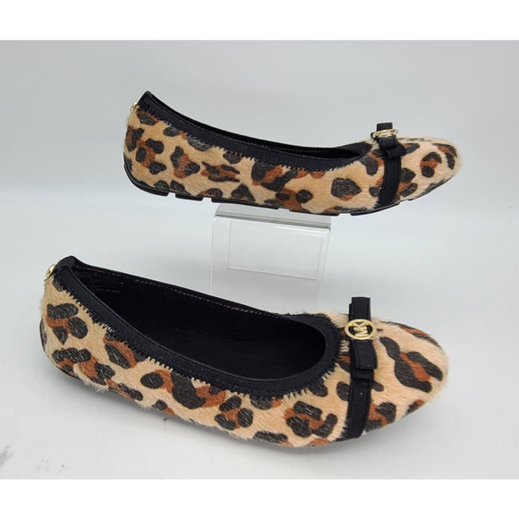 Michael Kors Girl's Size 2 "Rover Lux" Faux Cheetah Print Ballet Flats - Picture 6 of 9